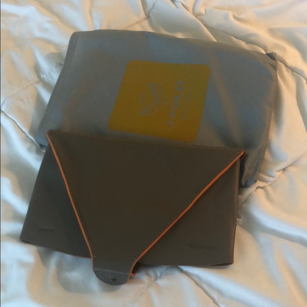 J Fold Brownish Green and Orange Clutch w/ bag